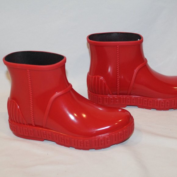 NIB UGG GIRL'S SZ 3 DRIZLITA SHORT RUBBER RAIN‎ BOOTS RED - Picture 3 of 6